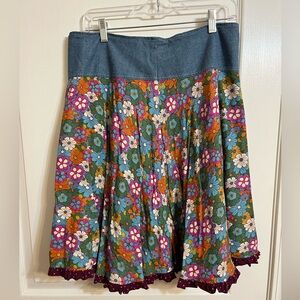 Matilda Jane Floral Skirt with Denim Waistband